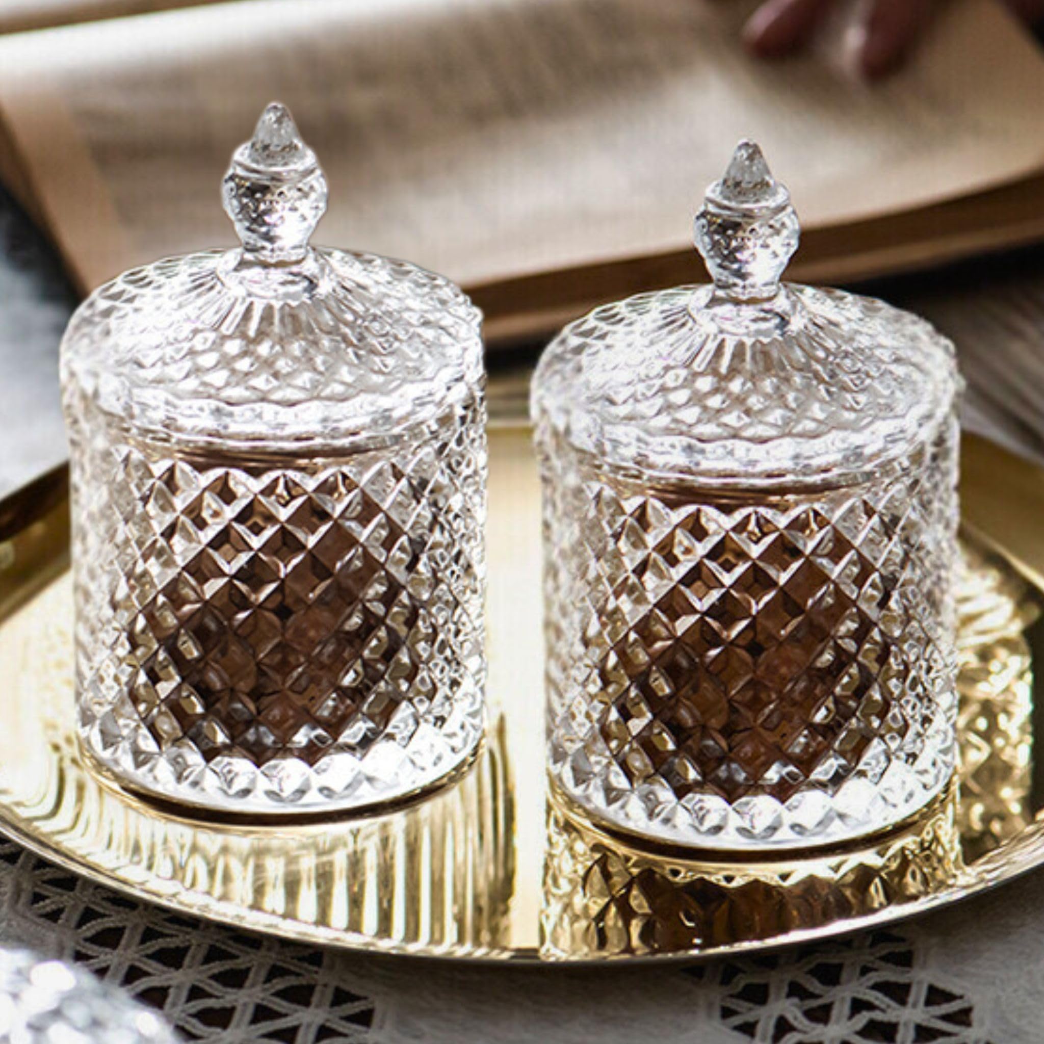 Amazon｜bath&bath ガラス製 コットンケース 綿棒ケース 小物入れ 蓋